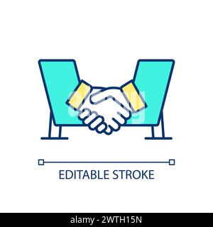 Handshake blue RGB color icon Stock Vector