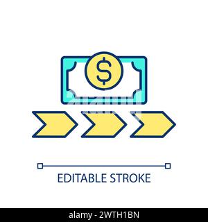 Regular stream of income blue RGB color icon Stock Vector