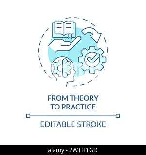 From theory to practice soft blue concept icon Stock Vector