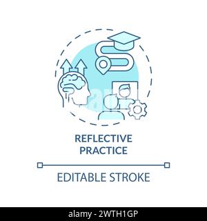Reflective practice soft blue concept icon Stock Vector