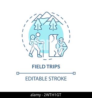 Field trips soft blue concept icon Stock Vector