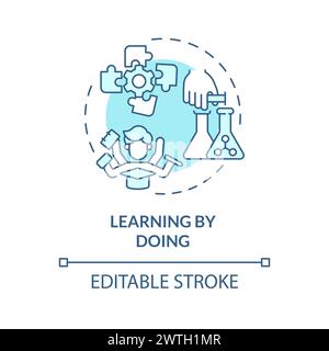 Learning by doing soft blue concept icon Stock Vector