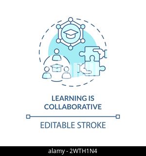Collaborative learning soft blue concept icon Stock Vector