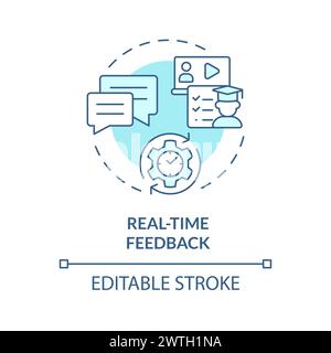 Real-time feedbacks soft blue concept icon Stock Vector