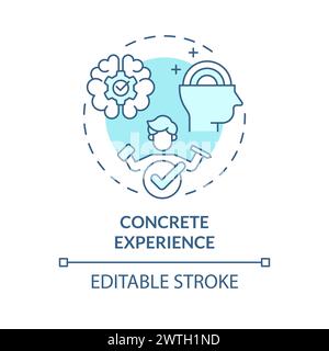 Concrete experience soft blue concept icon Stock Vector
