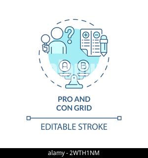 Pro and con grid soft blue concept icon Stock Vector