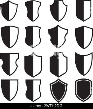 Shield Icon Set, Security Shields, Badges Vector illustration Stock Vector