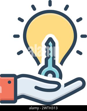 Icon for solution, key Stock Vector
