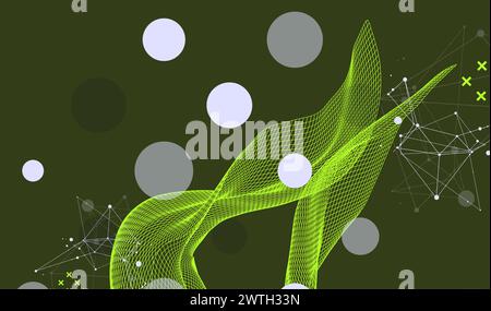 The abstract wave is made in a frame style. Template for science and technology presentation. Hand drawn vector art. Stock Vector