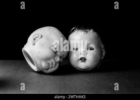 Dolls Heads photographed in the studio. Stock Photo