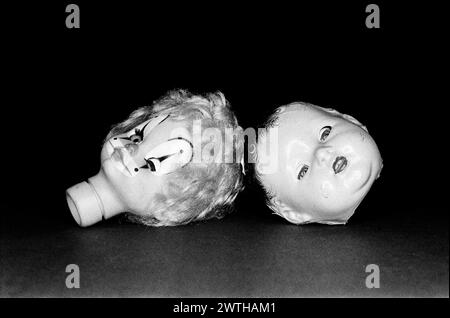 Dolls Heads photographed in the studio. Stock Photo