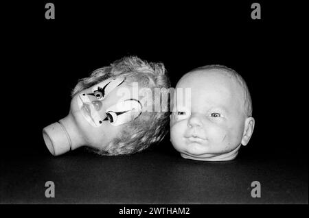 Dolls Heads photographed in the studio. Stock Photo