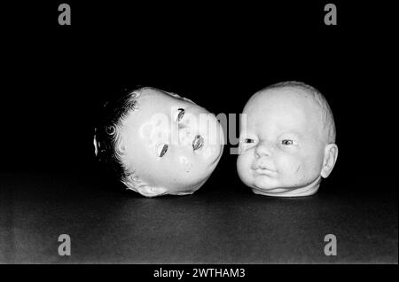 Dolls Heads photographed in the studio. Stock Photo