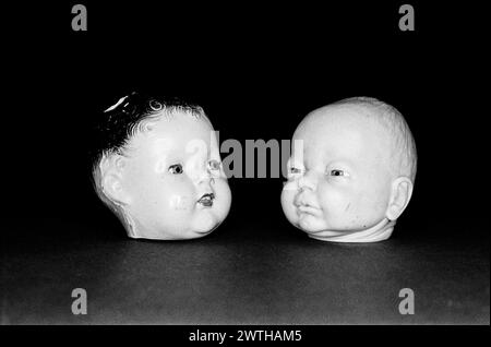 Dolls Heads photographed in the studio. Stock Photo