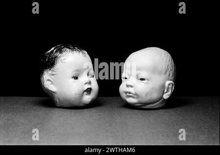 Dolls Heads photographed in the studio. Stock Photo