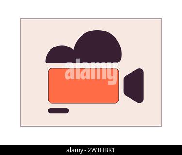 Vintage video camera in frame 2D linear cartoon object Stock Vector
