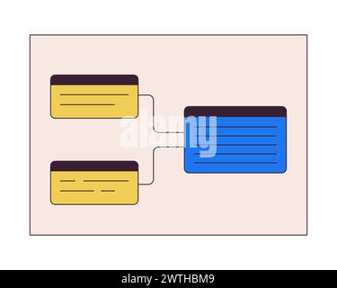 Information blocks scheme 2D linear cartoon objects Stock Vector