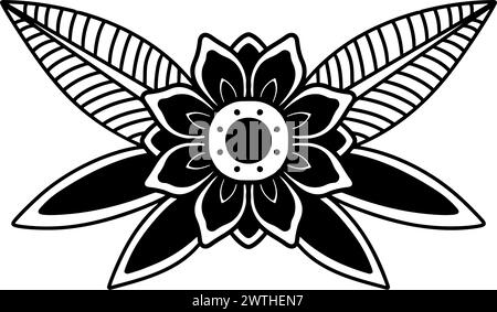 Illustration of flower eye in tatoo style. Vector design element Stock Vector