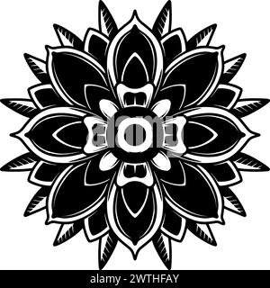 Illustration of flower eye in tatoo style. Vector design element Stock Vector