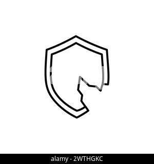 Cyber security vulnerability line icon. linear style sign for mobile concept and web design. Broken shield outline vector icon. Symbol, logo illustrat Stock Vector