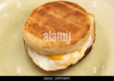 Fried egg and toasted muffin Stock Photo
