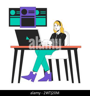 Recruitment headhunting 2D linear illustration concept Stock Vector