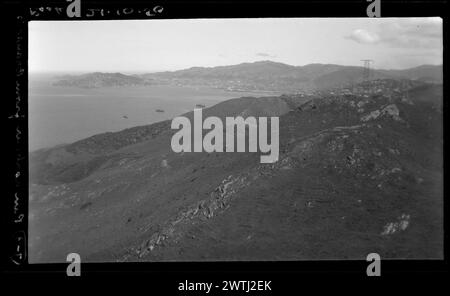 Panorama, harbour from Brandon's Peak gelatin silver negatives, black-and-white negatives Stock Photo