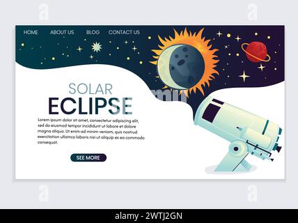 Landing page on the topic of solar eclipse. Stock Vector