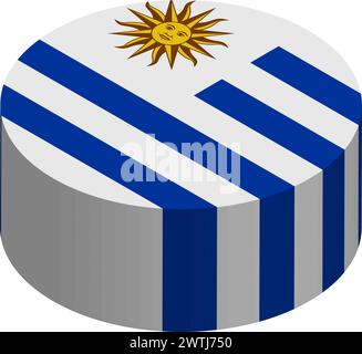 Uruguay flag - 3D isometric circle isolated on white background. Vector object. Stock Vector