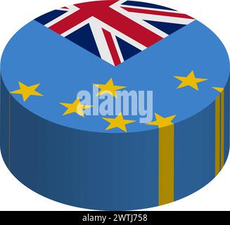 Tuvalu flag - 3D isometric circle isolated on white background. Vector object. Stock Vector