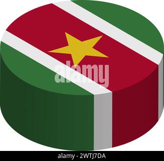 Suriname flag - 3D isometric circle isolated on white background. Vector object. Stock Vector