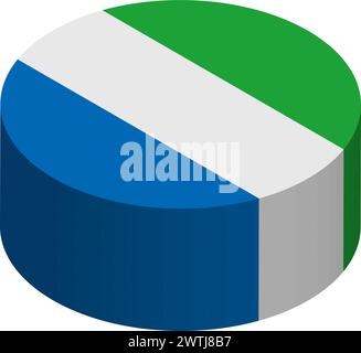Sierra Leone flag - 3D isometric circle isolated on white background. Vector object. Stock Vector