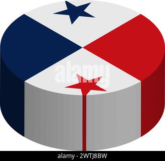 Panama flag - 3D isometric circle isolated on white background. Vector object. Stock Vector