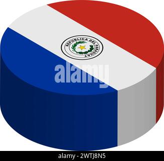 Paraguay flag - 3D isometric circle isolated on white background. Vector object. Stock Vector