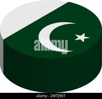 Pakistan flag - 3D isometric circle isolated on white background. Vector object. Stock Vector