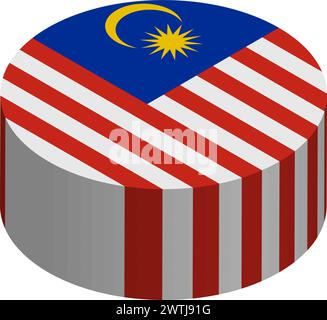 Malaysia flag - 3D isometric circle isolated on white background. Vector object. Stock Vector
