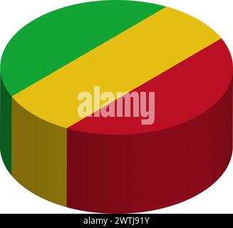 Mali flag - 3D isometric circle isolated on white background. Vector object. Stock Vector