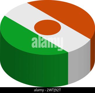 Niger flag - 3D isometric circle isolated on white background. Vector object. Stock Vector