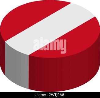 Peru flag - 3D isometric circle isolated on white background. Vector object. Stock Vector