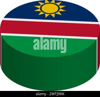 Namibia flag - 3D isometric circle isolated on white background. Vector object. Stock Vector