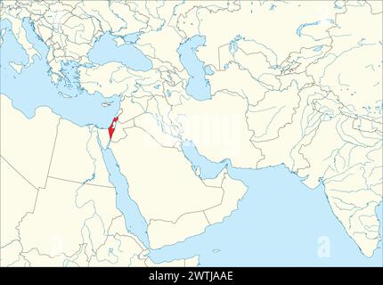 Red map of ISRAEL inside white map of the Middle East Stock Vector