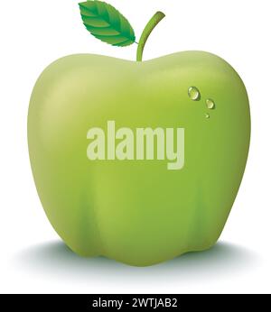 Fresh Green Apple, Vector Illustration Stock Vector