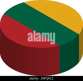 Lithuania flag - 3D isometric circle isolated on white background. Vector object. Stock Vector