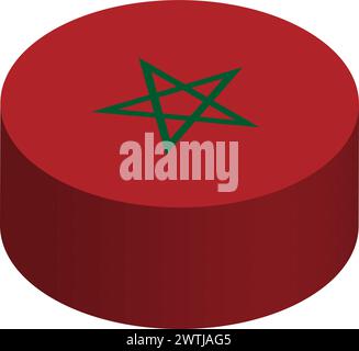 Morocco flag - 3D isometric circle isolated on white background. Vector object. Stock Vector