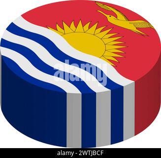 Kiribati flag - 3D isometric circle isolated on white background. Vector object. Stock Vector