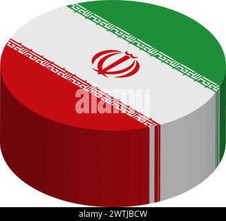 Iran flag - 3D isometric circle isolated on white background. Vector object. Stock Vector