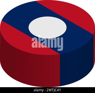 Laos flag - 3D isometric circle isolated on white background. Vector object. Stock Vector