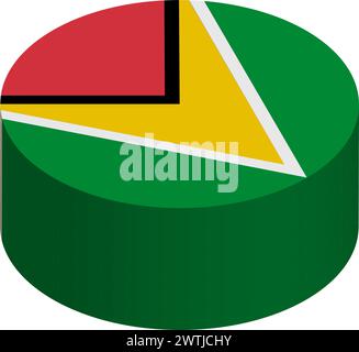 Guyana flag - 3D isometric circle isolated on white background. Vector object. Stock Vector