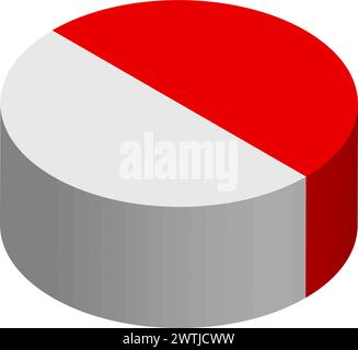 Indonesia flag - 3D isometric circle isolated on white background. Vector object. Stock Vector