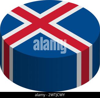 Iceland flag - 3D isometric circle isolated on white background. Vector object. Stock Vector